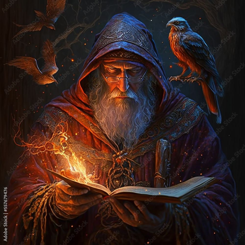 Canvas Prints Legendary wizard merlin. A magical and fantasy environment. Created with Generative AI technology.