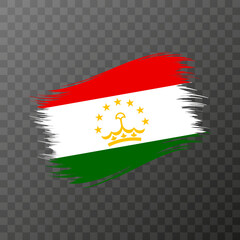 Tajikistan national flag. Grunge brush stroke. Vector illustration on transparent background.