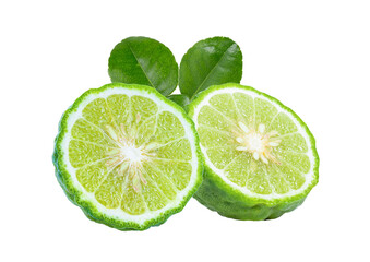 half bergamot or kaffir with seeds isolated on transparent png