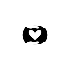 Charity icon. Heart in hand icon isolated on white background