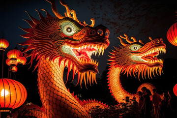 Illustration eines Drachen als Symbole des chinesischen Neujahrsfest, Laternenfest