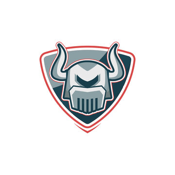 gamer esport logo with knight helmet and shield symbol