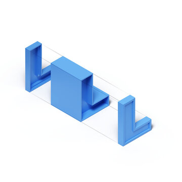 Isometric 3d rendering alphabet letter L isolated on transparent background
