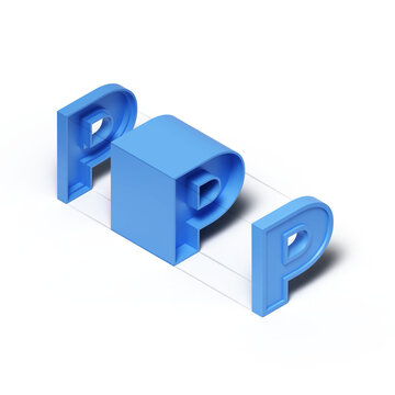 Isometric 3d rendering alphabet letter P isolated on transparent background