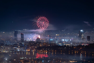 Albania Tirana city new year fireworks