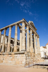 Marble pillars of the old roman Diana temple in Merida, Spain