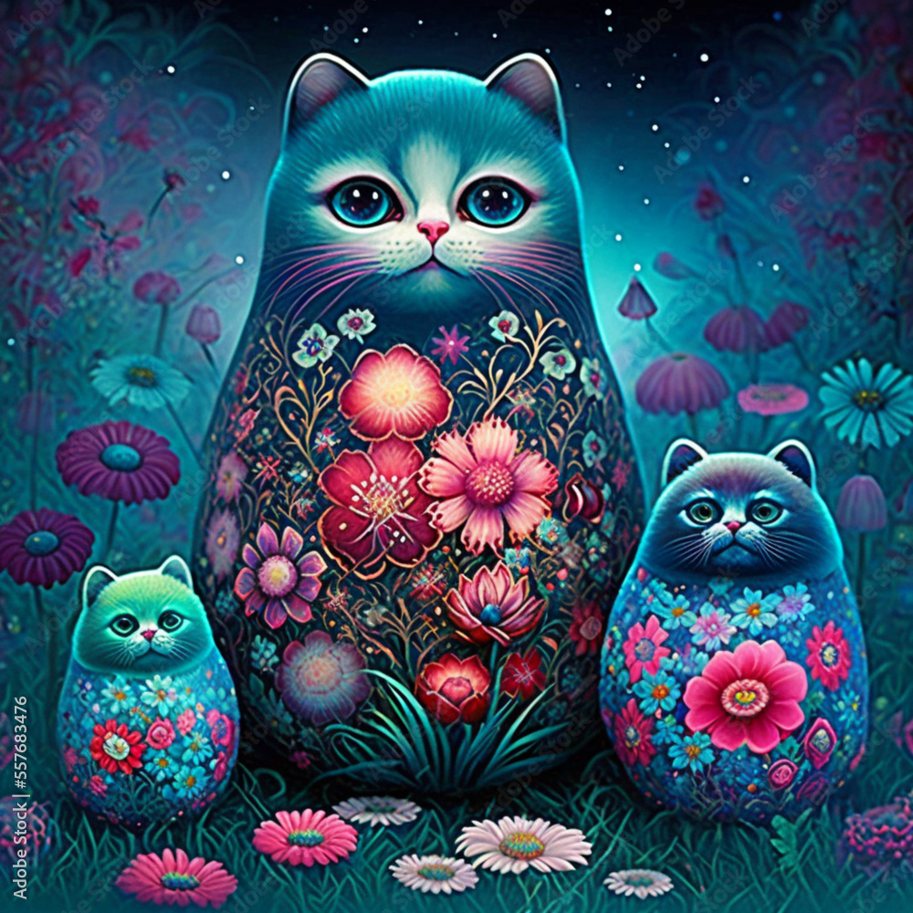 Wall mural Animals Spirits in the style of Russian Matryoshka Dolls