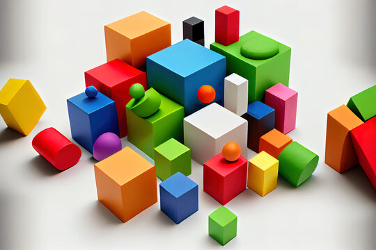 Colorful Building Blocks On White