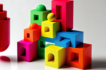Fototapeta premium colorful building blocks on white