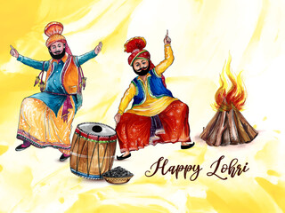 Beautiful Happy Lohri Indian traditional festival background design