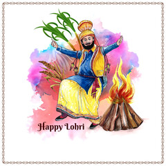 Fototapeta premium Happy Lohri cultural festival of punjab background design