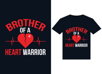 Brother of a Heart Warrior illustrations for print-ready T-Shirts design