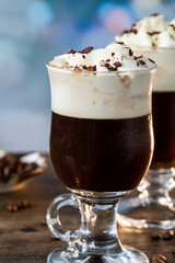 Irish coffee with whipped cream