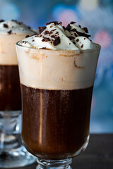 Irish coffee with whipped cream