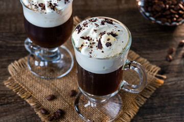 Irish coffee with whipped cream