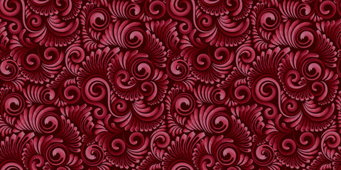 Elegant seamless floral pattern with curve elements