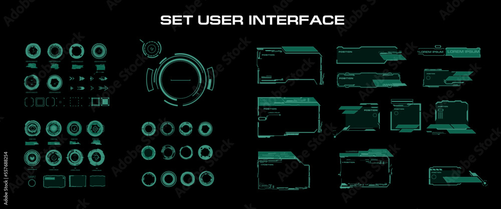 Aufkleber big set green vector elements for graphical user interface. dialog frames with callouts, circles and