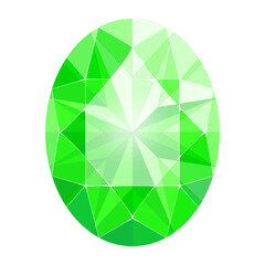 オーバルブリリアントカットの緑のジュエリーイラスト画像