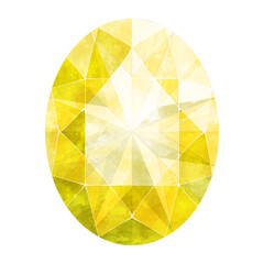 オーバルブリリアントカットの黄色いジュエリー水彩イラスト画像