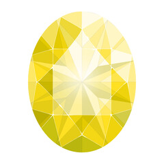 オーバルブリリアントカットの黄色いジュエリーイラスト画像