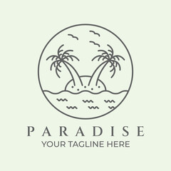 badge paradise logo line art minimalist design wave