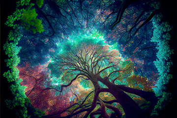Fototapeta na wymiar Generative AI abstract render of a tree