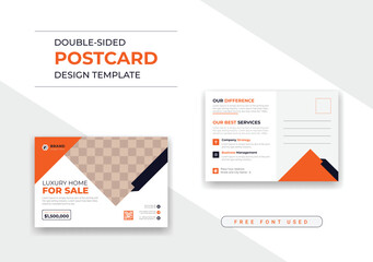 Home for sale company postcard, real estate business Postcard design template