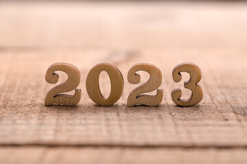 Wooden Number 2023 of Year Concept