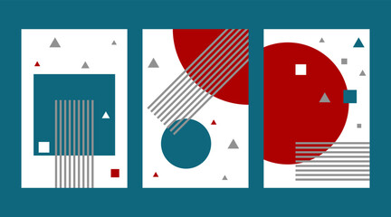 Set of geometric posters with abstract shapes
