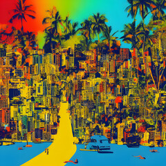 Natural environment Rio de Janeiro Brazil pop art style 