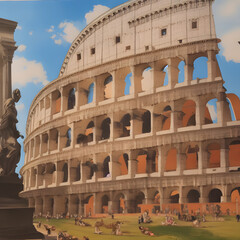 Naklejka premium Cultural attractions Rome Italy painting 