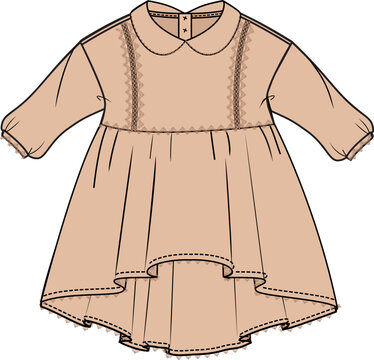 recommend clip art: KID GIRLS WEAR OVERSIZE DRESS WITH PETER PAN COLLAR AND  LACE VECTOR