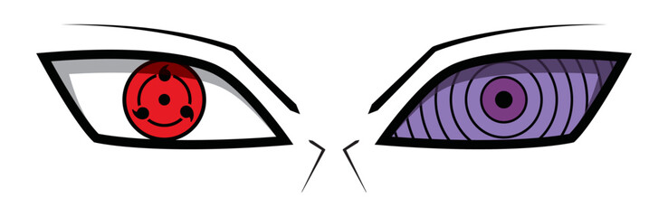 Sharingan and rinnegan eyes icon, vector illustration