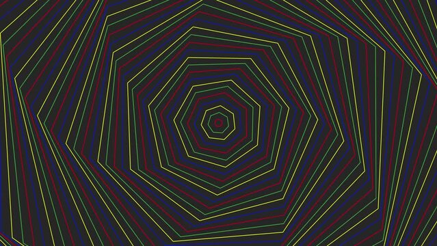 Slim spin heptagon star simple flat geometric on dark grey black background loop. Starry heptagonal spinning radio waves endless creative animation. 