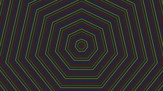 Slim heptagon star simple flat geometric on dark grey black background loop. Starry heptagonal radio waves endless creative animation. 