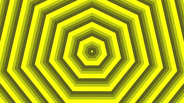 Yellow bold heptagon star simple flat geometric on dark grey black background loop. Starry heptagonal radio waves endless creative animation. 