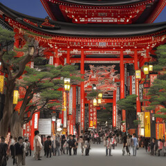 Fototapeta na wymiar Cultural attractions Tokyo Japan photoshop manipulation 