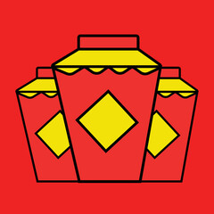 Free three Drums red and yellow Chinese Cartoon