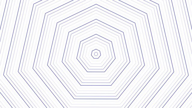 Blue slim heptagon star simple flat geometric on white background loop. Starry heptagonal radio waves endless creative animation. 