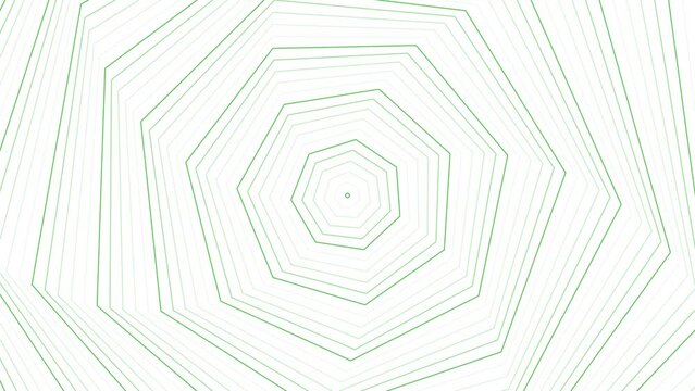 Green bold slim spin heptagon star simple flat geometric on white background loop. Starry heptagonal spinning radio waves endless creative animation. 
