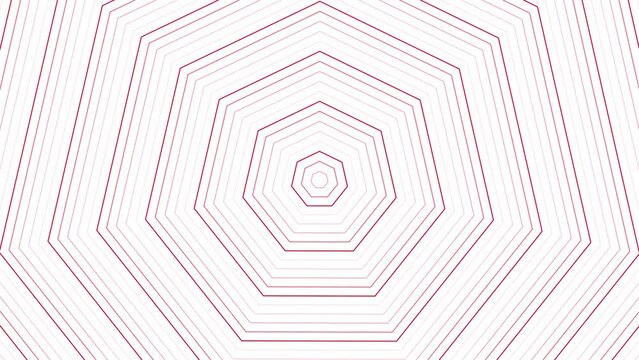 Red slim circles simple flat geometric on white background loop. Rounds heptagonal radio waves endless creative animation. Rings seamless motion graphic backdrop. Sphere radar sonar design.