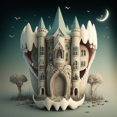 Palace of a tooth fairy, created with Generative AI technology