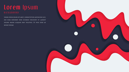 Abstract Waves White Red In Dark Papercut Style Background