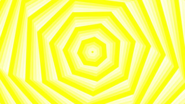 Yellow bold spin heptagon star simple flat geometric on white background loop. Starry heptagonal spinning radio waves endless creative animation. 