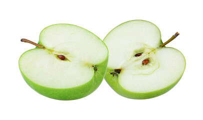 half green apple isolated on transparent png