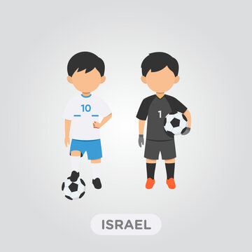 Vector Design illustration of collection football player of  Israel with children illustration (goal keeper and player).