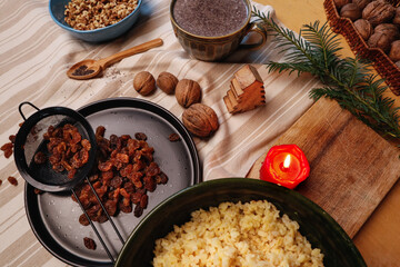 Traditional preparations for Christmas - goodies, sweet food