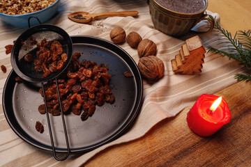 Traditional holiday dinner - wheat, nuts, honey, poppy seeds
