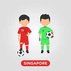 Vector Design illustration of collection football player of Singapore with children illustration (goal keeper and player).