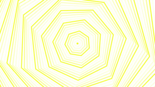Yellow spin heptagon star simple flat geometric on white background loop. Starry heptagonal radio waves endless creative animation. 